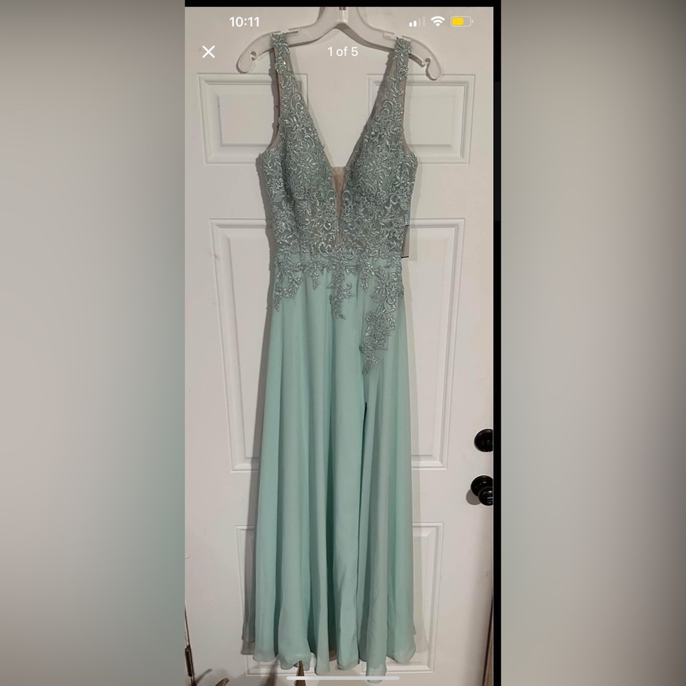 Elegant Light Blue Lace Gown